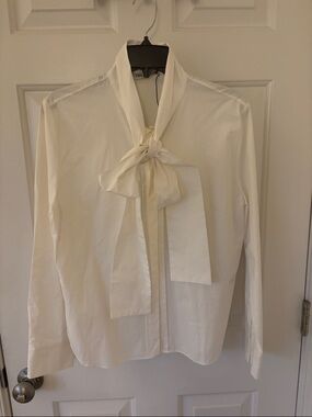 Zara Ivory Tie-Bow Blouse NEW